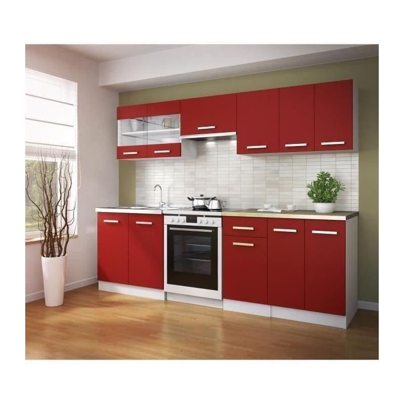 Meuble haut vitré cuisine 80 cm - Rouge mat