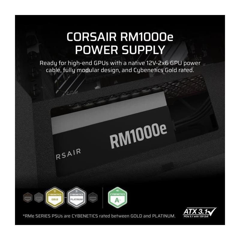 Alimentation ATX CORSAIR RM1000e 1000W Modulaire et Silencieuse