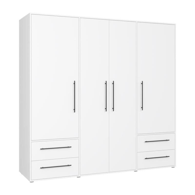 Armoire de chambre MOKKARIS blanc mat - Spacieuse et élégante