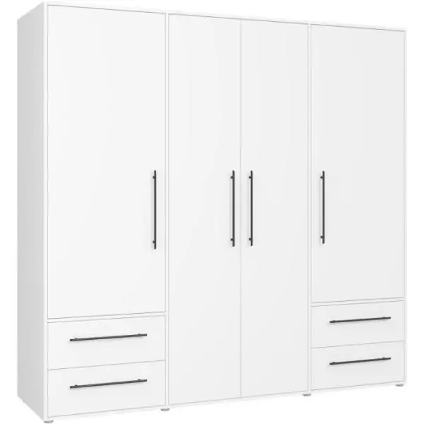 Armoire - Blanc mat - 4 portes battantes - L205,9 x P58,8 x H 200cm - MOKKARIS