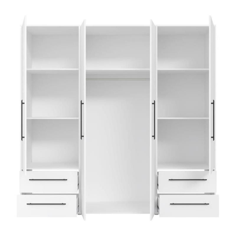 Armoire de chambre MOKKARIS blanc mat - Spacieuse et élégante