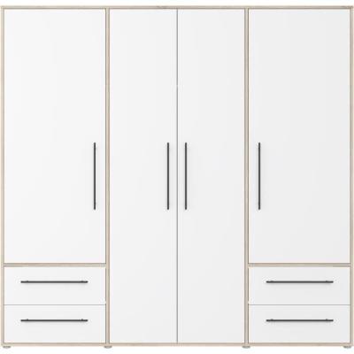 Armoire de chambre MOKKARIS - Chene Sonoma / Blanc mat - 4 portes