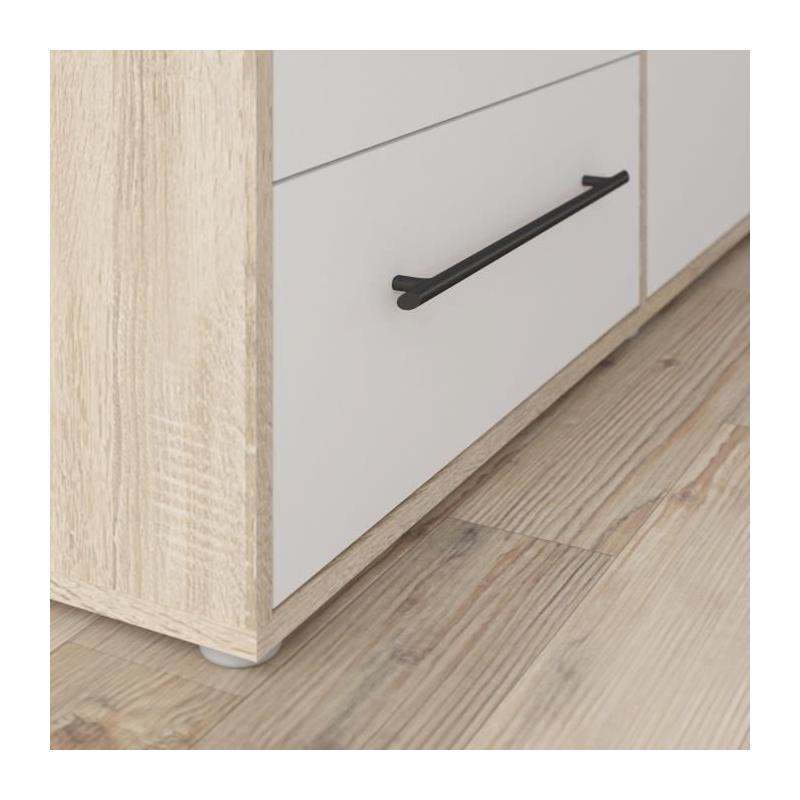 Armoire de chambre MOKKARIS - Chene Sonoma / Blanc mat - 4 portes