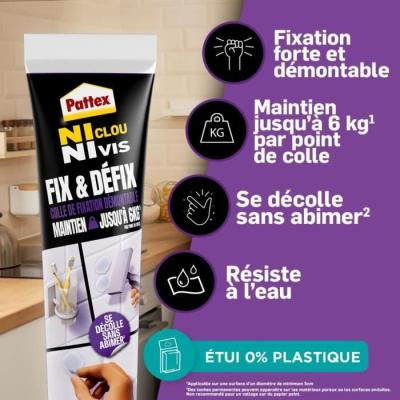 Colle Fixation PATTEX Ni clou ni vis - Fix & Défix - 44g