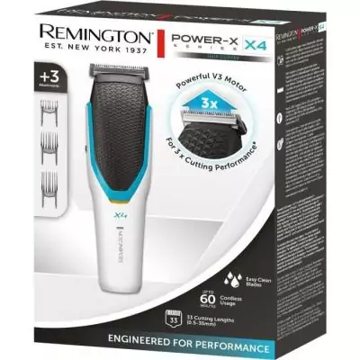 Tondeuse cheveux REMINGTON HC4000 X4 Power Xseries - Blanc/Bleu Tondeuse cheveux REMINGTON HC4000 X4 Power Xseries - Blanc/Bleu