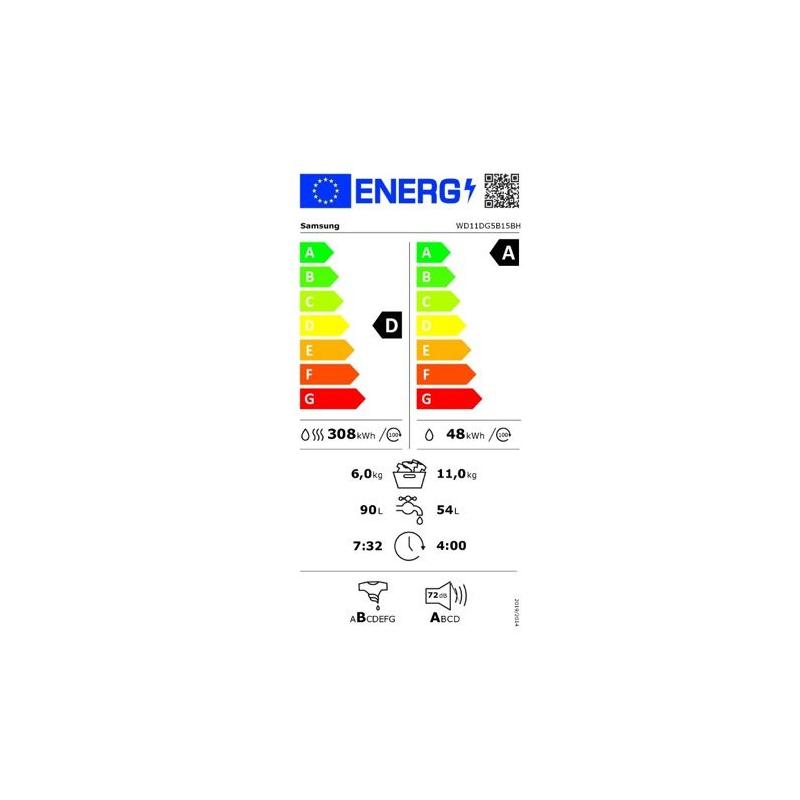 Lave linge séchant Samsung WD11DG5B15BH - Performances exceptionnelles!