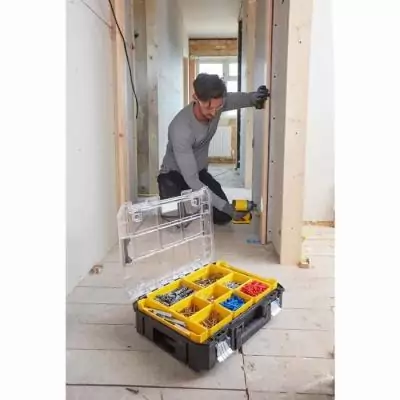 Organiseur Stanley Fatmax Tstak - Grande capacité et 10 compartiments - Noir