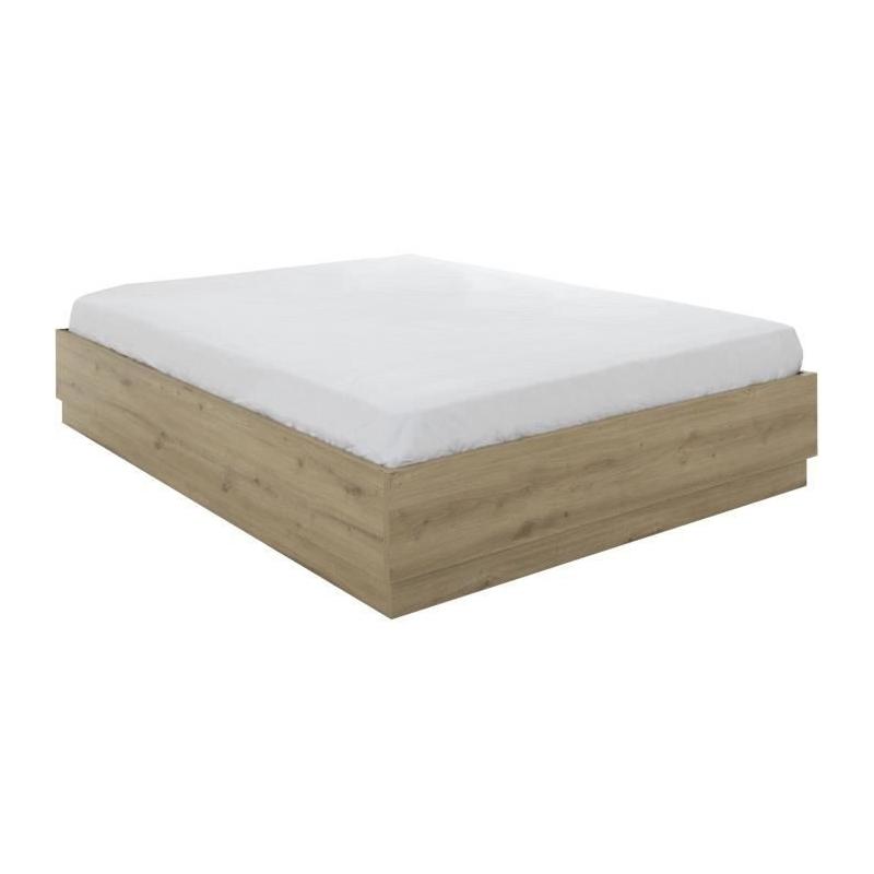 Lit coffre TIDY 160x200 cm Chêne/Ecru avec Sommier - GAMI