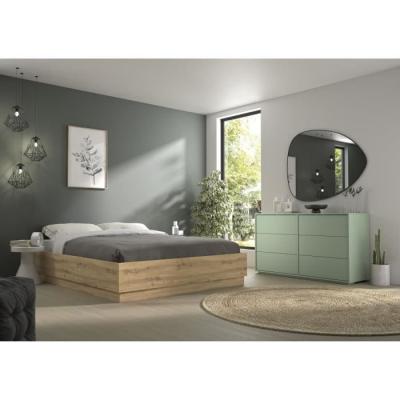 Lit coffre TIDY 160x200 cm Chêne/Ecru avec Sommier - GAMI