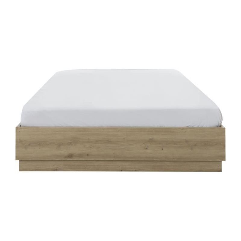 Lit coffre TIDY 160x200 cm Chêne/Ecru avec Sommier - GAMI