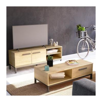 Table basse rectangulaire avec 1 tiroir et 1 niche - CRAFT - Chêne Hamilton / Noir