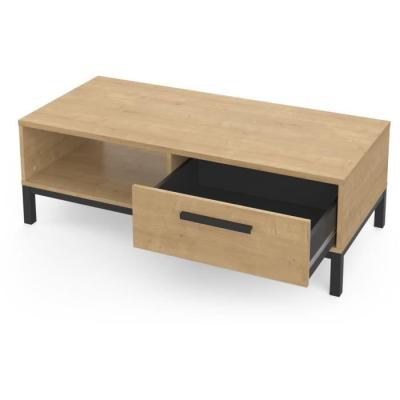 Table basse rectangulaire avec 1 tiroir et 1 niche - CRAFT - Chêne Hamilton / Noir
