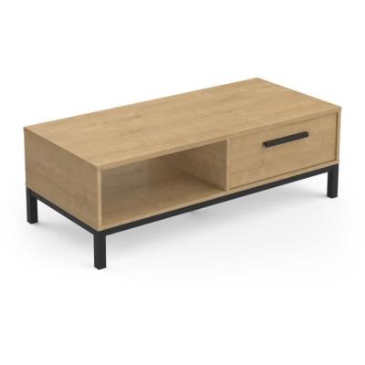 Table basse rectangulaire avec 1 tiroir et 1 niche - CRAFT - Chêne Hamilton / Noir