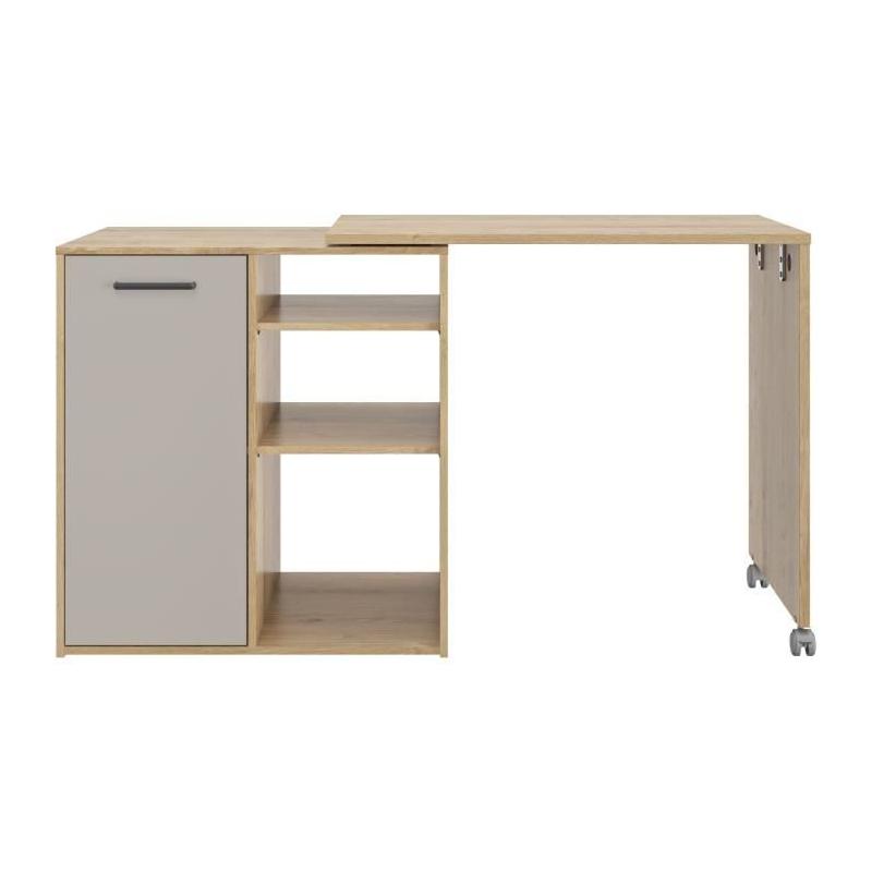 ALPAGA - Ilot pivotant - 1 porte - 156 x 60 x 88 cm - Chene Silva / Grege - GAMI