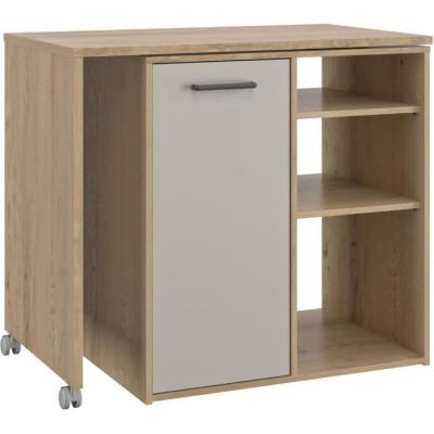 ALPAGA - Ilot pivotant - 1 porte - 156 x 60 x 88 cm - Chene Silva / Grege - GAMI