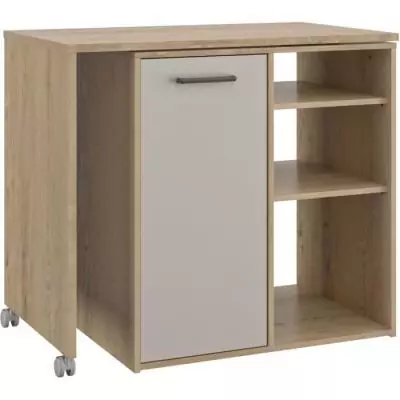 Ilot central pivotant ALPAGA - Chêne Silva/Grege