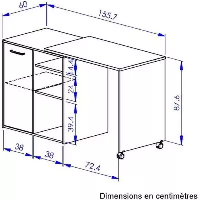 Ilot central pivotant ALPAGA - Chêne Silva/Grege