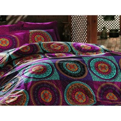 Parure de lit - 1 housse de couette 220 x 240 cm + 2 taies d'oreiller 60 x 60 cm - 100% coton renforcé - Fuchsia