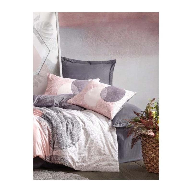 Parure de lit - 1 housse de couette 220 x 240 cm + 2 taies d'oreiller 60 x 60 cm - 100% coton renforcé - Gris