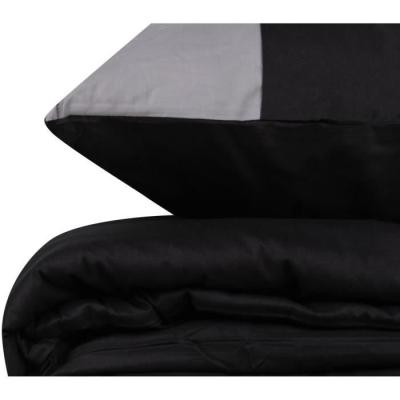Parure de lit - 1 housse de couette 220 x 240 cm + 2 taies d'oreiller 60 x 60 cm - 100% coton renforcé - Noir
