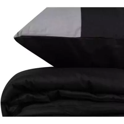 Parure de lit 220x240 cm + 2 taies 60x60 cm - 100% coton renforcé - Noir Parure de lit 220x240 cm + 2 taies 60x60 cm - 100% coton renforcé - Noir