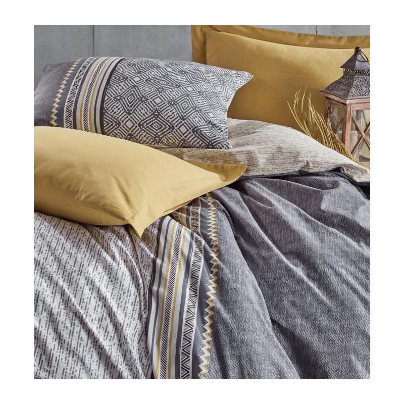 Parure de lit - 1 housse de couette 220 x 240 cm + 2 taies d'oreiller 60 x 60 cm - 100% coton renforcé - Gris