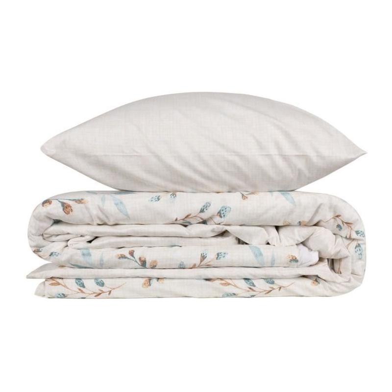 Parure de lit - 1 housse de couette 220 x 240 cm + 2 taies d'oreiller 60 x 60 cm - 100% coton renforcé - Menthe
