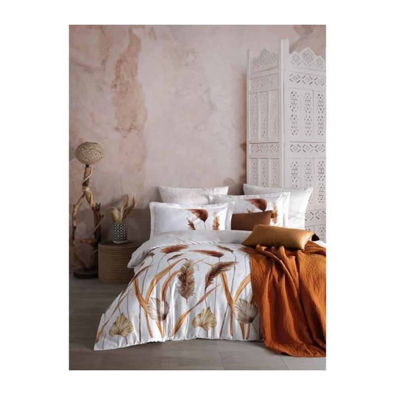 Parure de lit - 1 housse de couette 220 x 240 cm + 2 taies d'oreiller 60 x 60 cm - Satiné 100% coton - Blanc