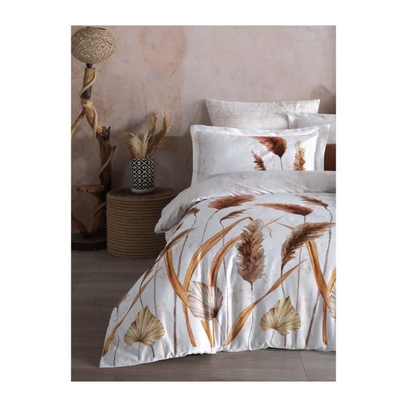 Parure de lit - 1 housse de couette 220 x 240 cm + 2 taies d'oreiller 60 x 60 cm - Satiné 100% coton - Blanc