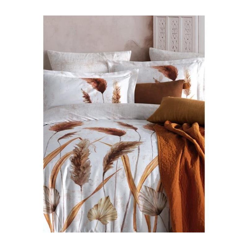 Parure de lit - 1 housse de couette 220 x 240 cm + 2 taies d'oreiller 60 x 60 cm - Satiné 100% coton - Blanc