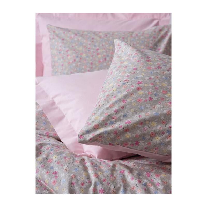 Parure de lit - 1 housse de couette 220 x 240 cm + 2 taies d'oreiller 60 x 60 cm - 100% coton renforcé - Rose