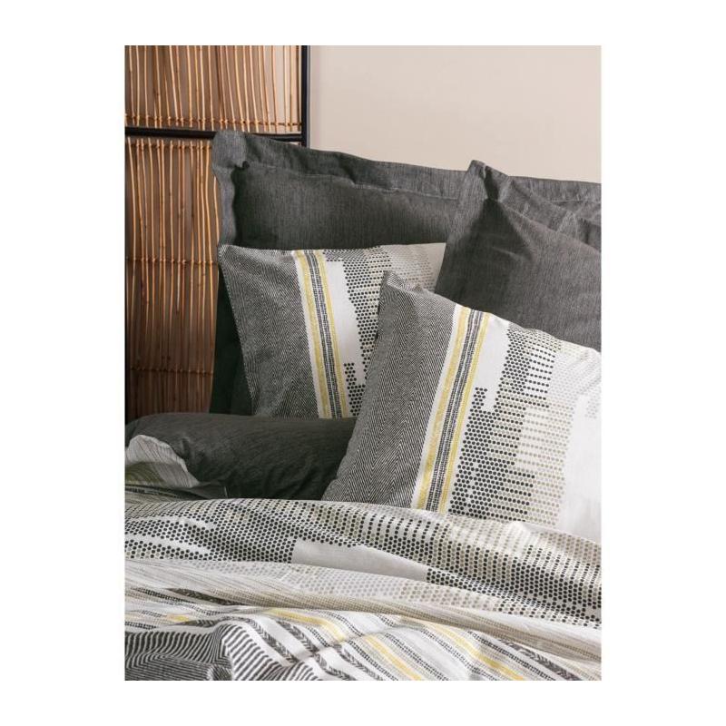 Parure de lit - 1 housse de couette 220 x 240 cm + 2 taies d'oreiller 60 x 60 cm - 100% coton renforcé - Vison