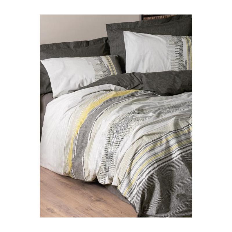 Parure de lit - 1 housse de couette 220 x 240 cm + 2 taies d'oreiller 60 x 60 cm - 100% coton renforcé - Vison