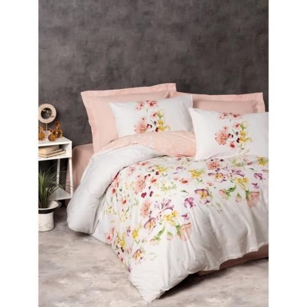 Parure de lit - 1 housse de couette 220 x 240 cm + 2 taies d'oreiller 60 x 60 cm - 100% coton renforcé - Blanc