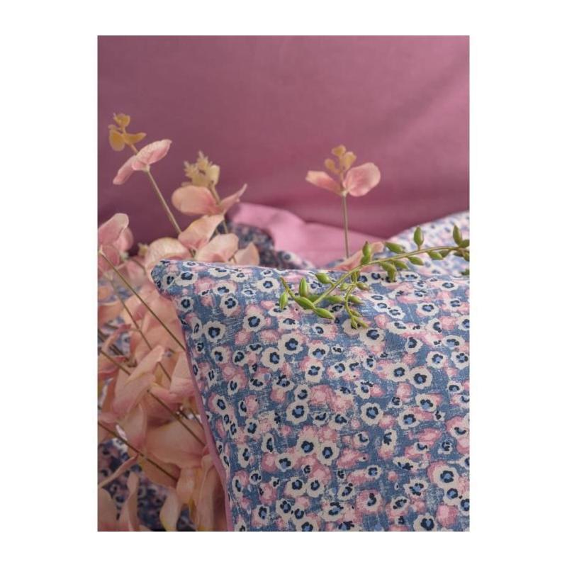 Parure de lit Rose 100% coton renforcé - 1 housse de couette + 2 taies - 220x240cm