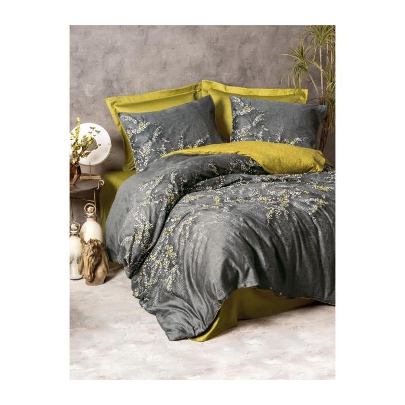 Parure de lit satinée 100% coton - Anthracite