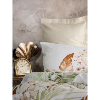 Parure de lit satinée 100% coton - Beige