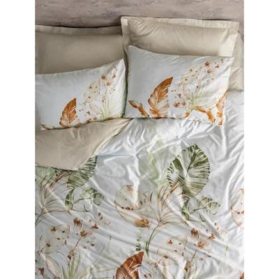 Parure de lit satinée 100% coton - Beige