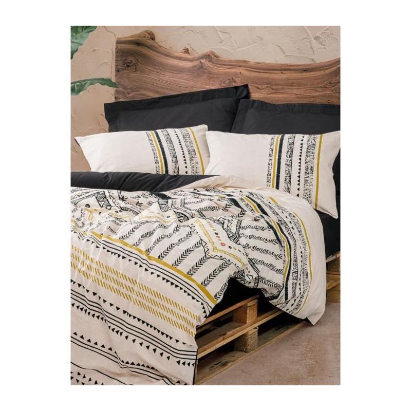 Parure de lit 220x240 + 2 taies 60x60 cm - Blanc doux et durable