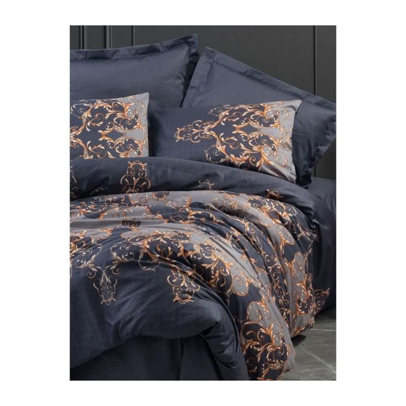 Parure de lit satinée 100% coton - Bleu