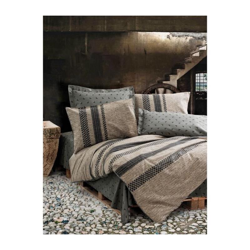 Parure de lit 100% coton renforcé - Brun