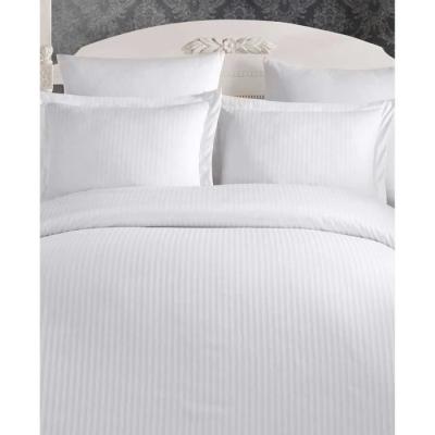 Parure de lit satinée 100% coton blanc - 1 housse de couette + 2 taies d'oreiller