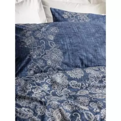 Parure de lit 100% coton renforcé - Bleu - 1 housse de couette + 2 taies - 220x240cm