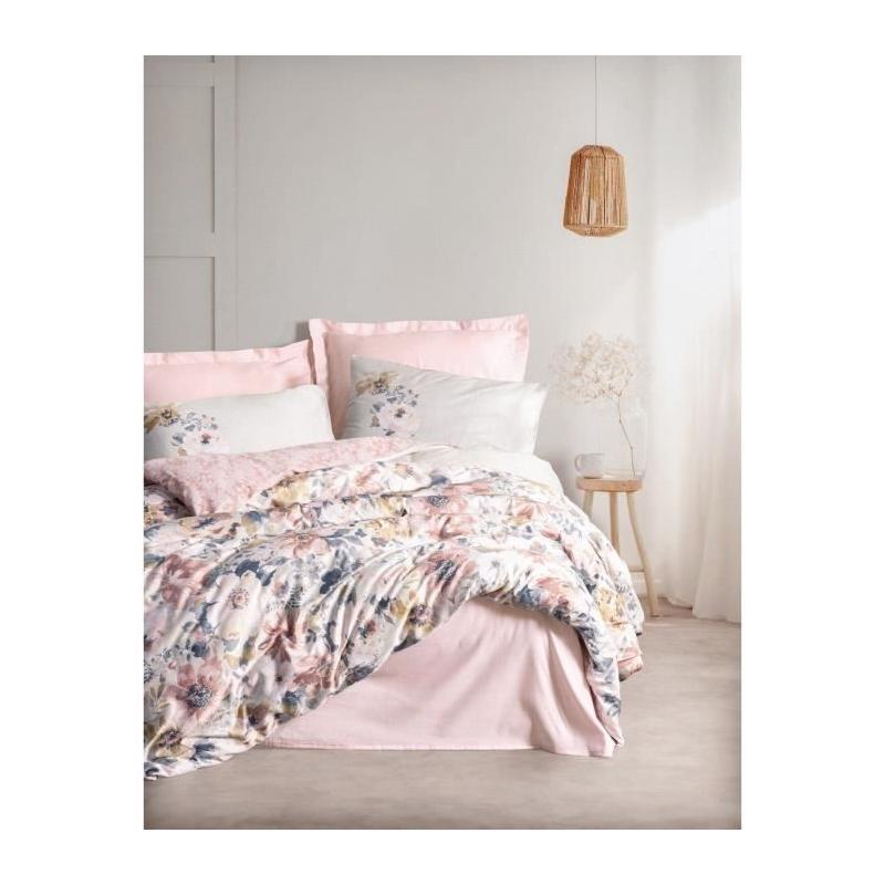 Parure de lit satinée 100% coton - Poudre