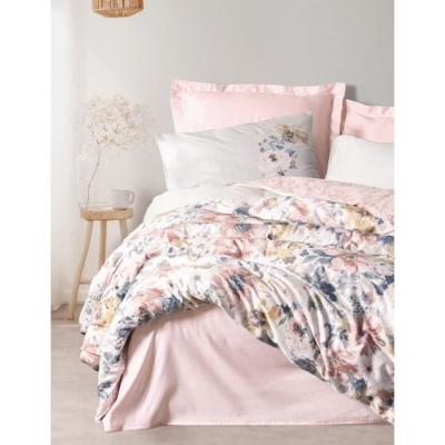 Parure de lit satinée 100% coton - Poudre