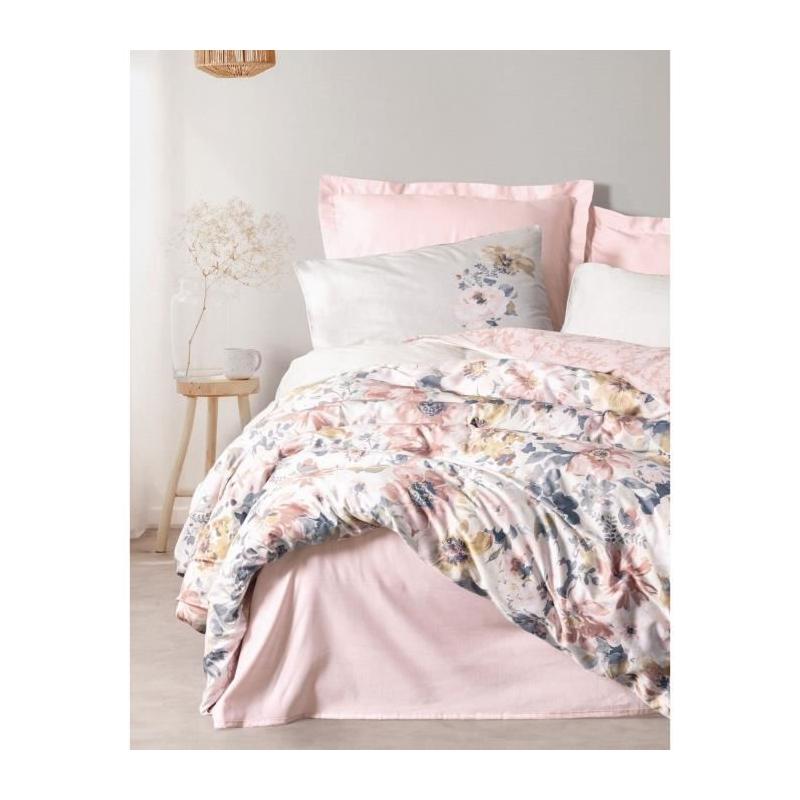 Parure de lit satinée 100% coton - Poudre