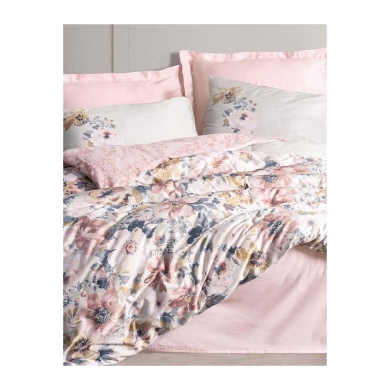 Parure de lit satinée 100% coton - Poudre
