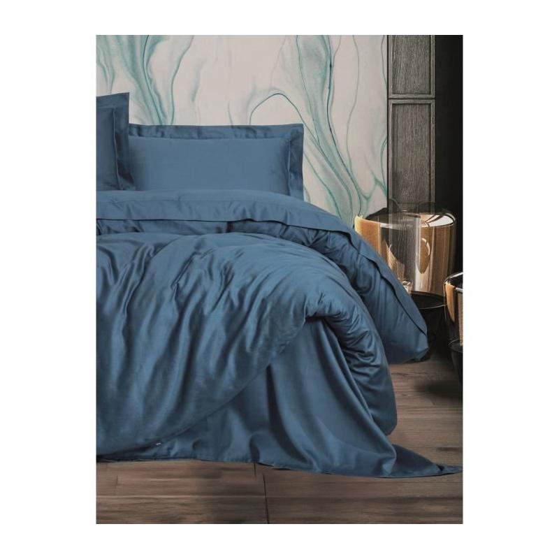 Parure de lit Satiné 100% coton - 220x240cm - Bleu