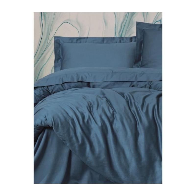 Parure de lit Satiné 100% coton - 220x240cm - Bleu