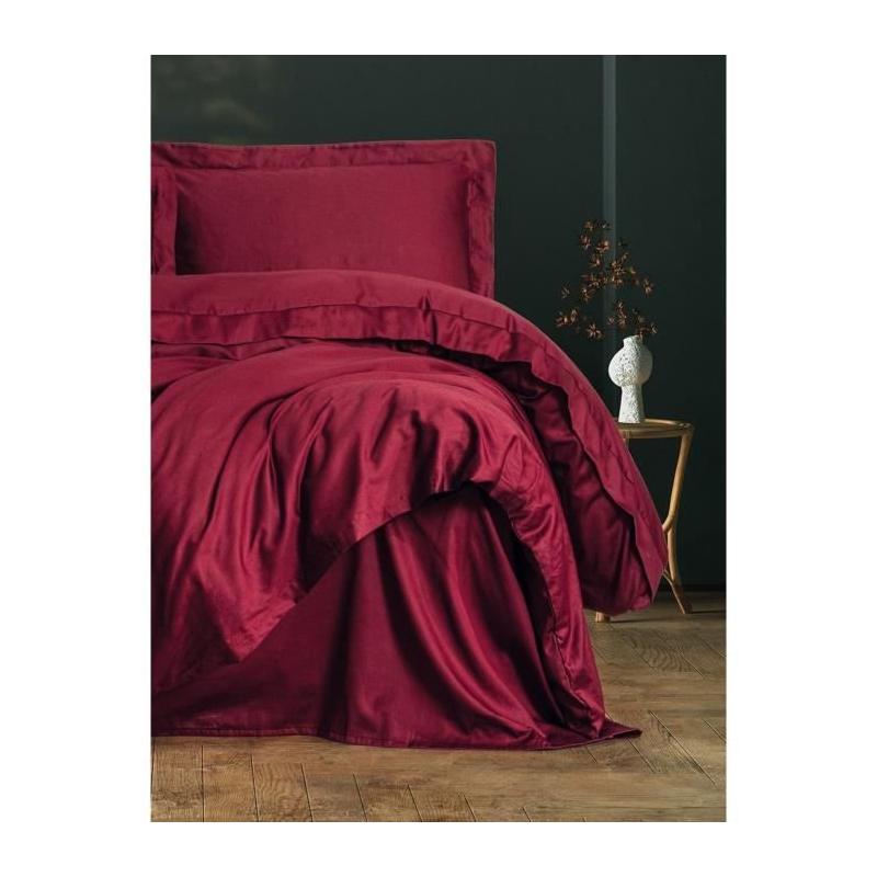 Parure de lit satinée 100% coton - Rouge